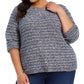 Style & Co Women's Metallic Threaded Chenille Sweater Navy Size 3X