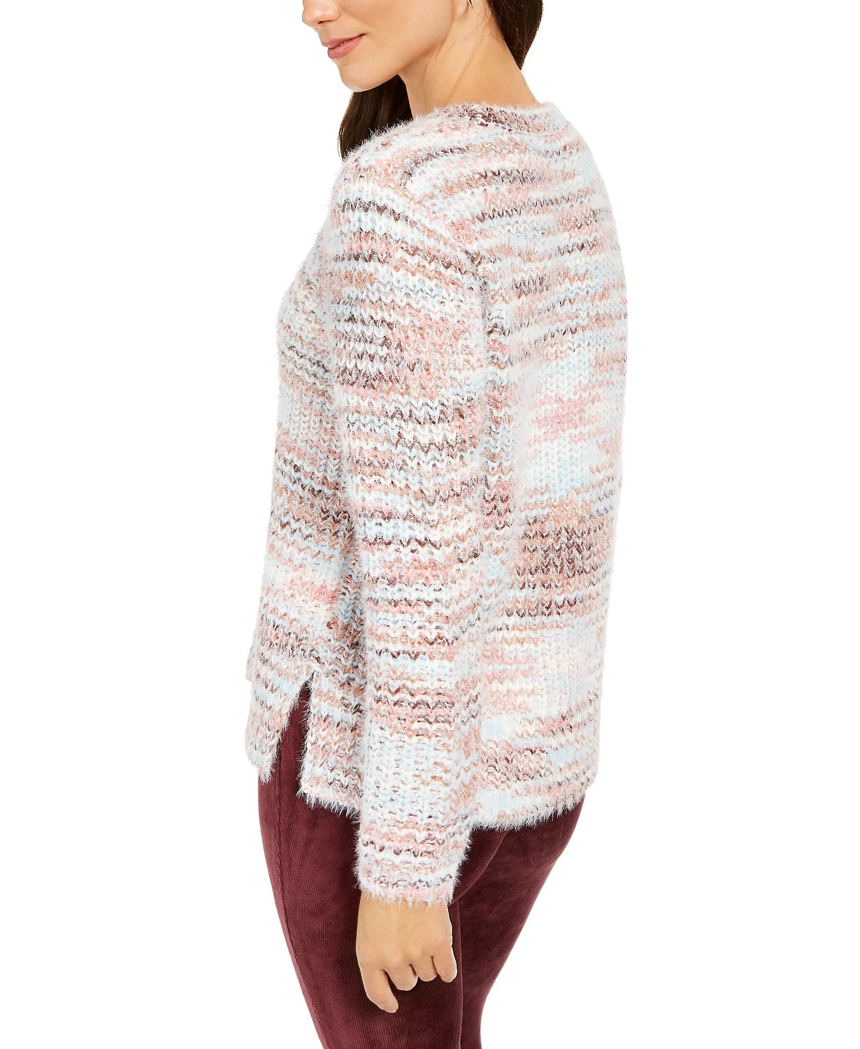 Style & Co Women's Marled Fuzzy Sweater Navy Size Medium