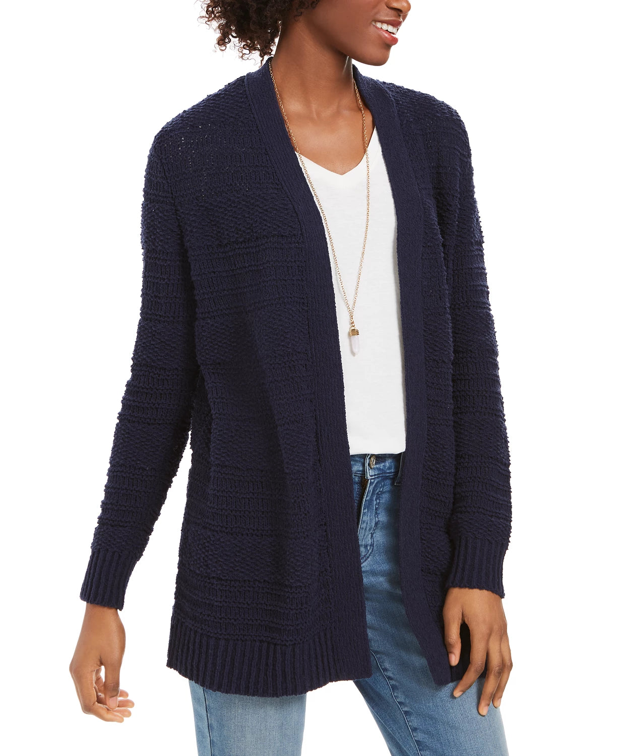 Style & Co Women's Boucle Cardigan Navy Size Medium