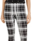 Maison Jules Women's Plaid Pull-On Ponte-Knit Pants Black Size Medium