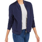 Charter Club Women's Textured Knit Bomber Jacket Blue Size XX-Large