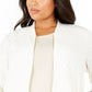 Charter Club Women's Textured Knit Bomber Jacket White Size Large
