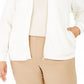 Charter Club Women's Textured Knit Bomber Jacket White Size Large