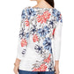 Charter Club Women's Polka Dot Floral Print Top White Size Medium