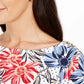Charter Club Women's Polka Dot Floral Print Top White Size Medium