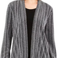 JM Collection Women's Layered-Look Metallic Cardigan Black Size Medium