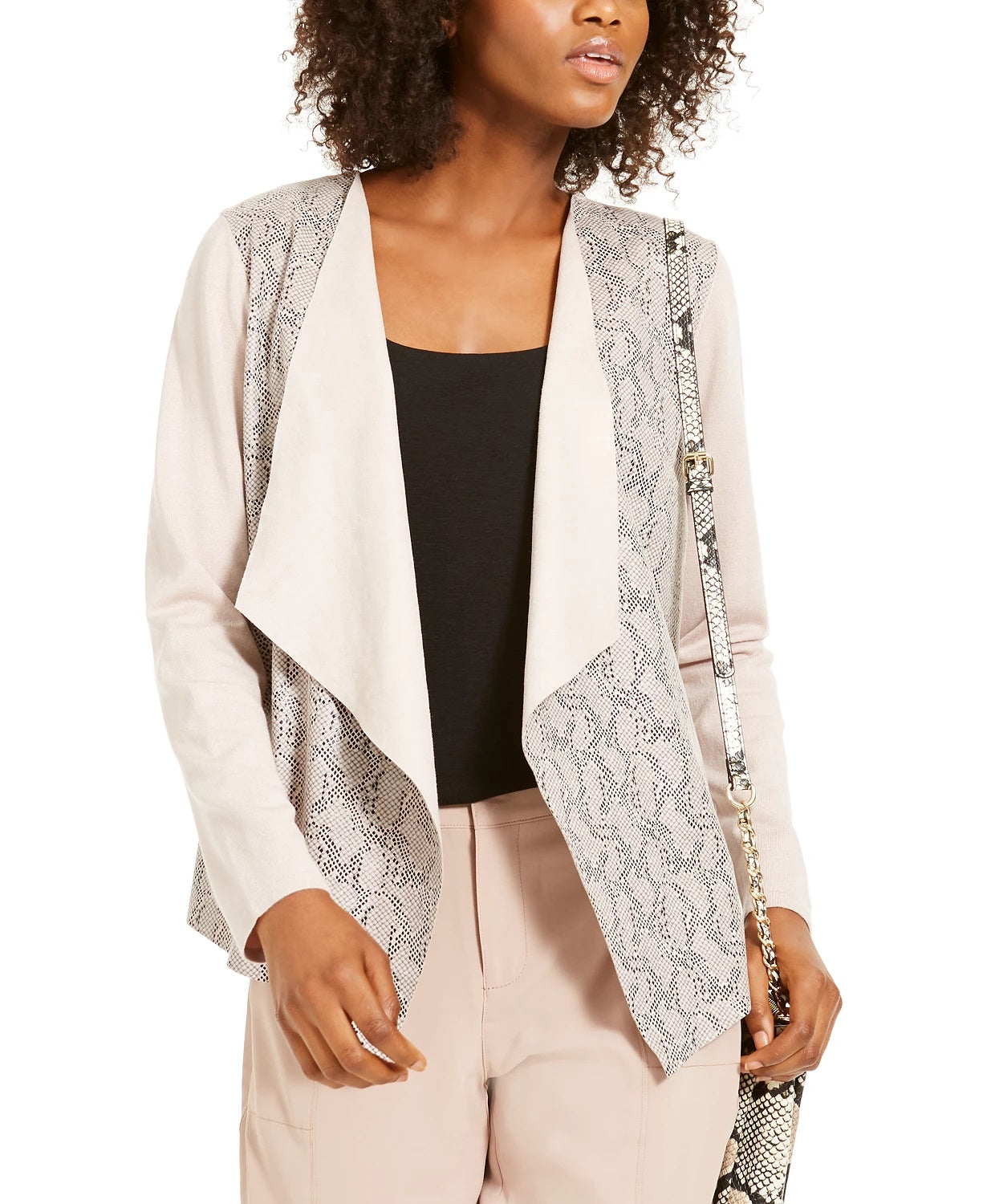 INC International Concepts Women's Printed Moleskin Topper White Size Large