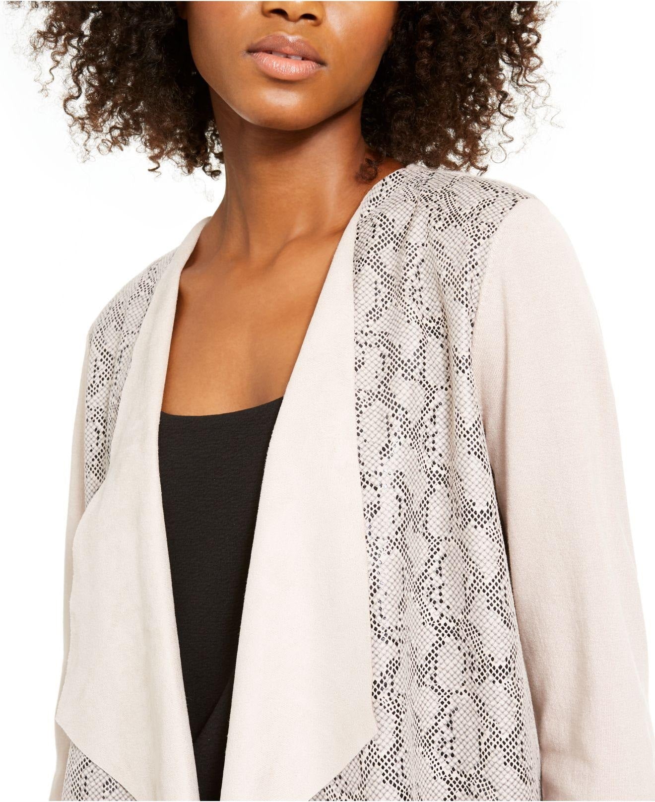 INC International Concepts Women's Printed Moleskin Topper White Size Large