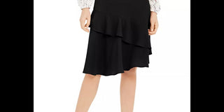 Alfani Women's Tiered Ruffled Skirt Black Size 10 P