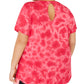 Ideology Women's Tie Dyed Keyhole Top Pink Size 3X