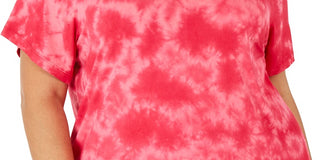 Ideology Women's Tie Dyed Keyhole Top Pink Size 3X