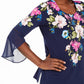 JM Collection Women's Printed Bell-Sleeve Tunic Top Navy Size Small