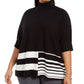 Alfani Women's Plus Colorblocked Turtleneck Poncho Black Size 1X