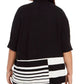 Alfani Women's Plus Colorblocked Turtleneck Poncho Black Size 1X