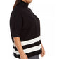 Alfani Women's Plus Colorblocked Turtleneck Poncho Black Size 1X