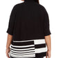 Alfani Women's Plus Size Colorblocked Turtleneck Poncho Black Size 2X