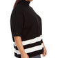 Alfani Women's Colorblocked Turtleneck Poncho Black Size 3X