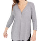 JM Collection Women's Ribbed Zip Detail Sweater Grey Size XX-Large