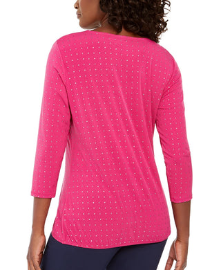 JM Women's Colletion Embellished Twist-Front Top Med Pink Size Small