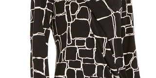 Alfani Women's Printed Pleat Front Top Black Size Small