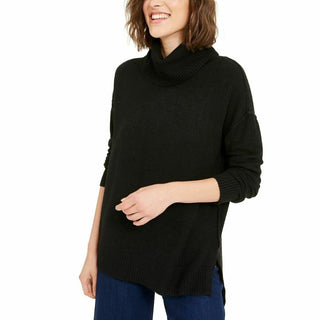Bar III Women's Turtleneck High-Low Sweater Black Size Small
