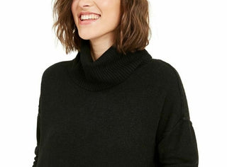 Bar III Women's Turtleneck High-Low Sweater Black Size Small