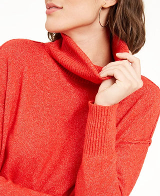 Bar III Women's Becca Tilley x Turtleneck High-Low Sweater Medium Red Size XX Large