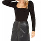 Bar III Women's Becca Tilley X Puff Sleeve Bodysuit Black Size X-Small