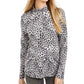 Charter Club Women's Printed Cotton Turtleneck Top White Size XX-Large