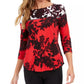 Charter Club Women's  Pima Cotton Printed Colorblocked Top Medium Red Size Extra Small