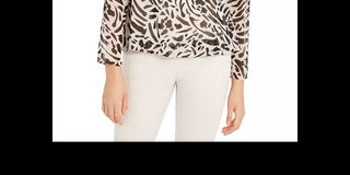 Alfani Women's Mixed-Print Bubble Top Black Size Petite Medium