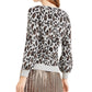 Alfani Women's Metallic Animal-Print Sweater Gray Size Medium