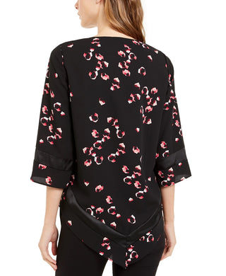 Alfani Women's Charmeuse V Hem Top Black Size Large