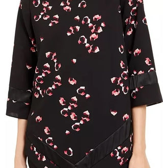 Alfani Women's Printed Point Hem Tunic Black Size Petite Small