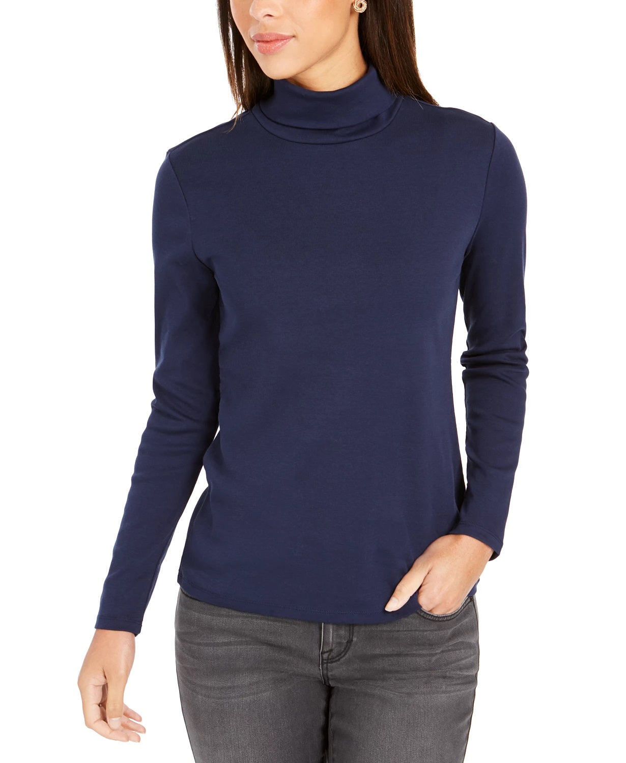 Charter Club Women's Pima Turtleneck Top Blue Size XX-Large