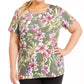 Ideology Women's Palm Floral Print Top Green Size 3X