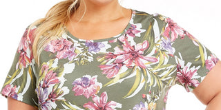 Ideology Women's Palm Floral Print Top Green Size 3X
