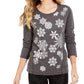 Style & Co Women's Snowflake Embellished Sweatshirt Black Size Large