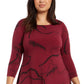 Alfani Women's Printed Handkerchief Hem Top Red Size 3X