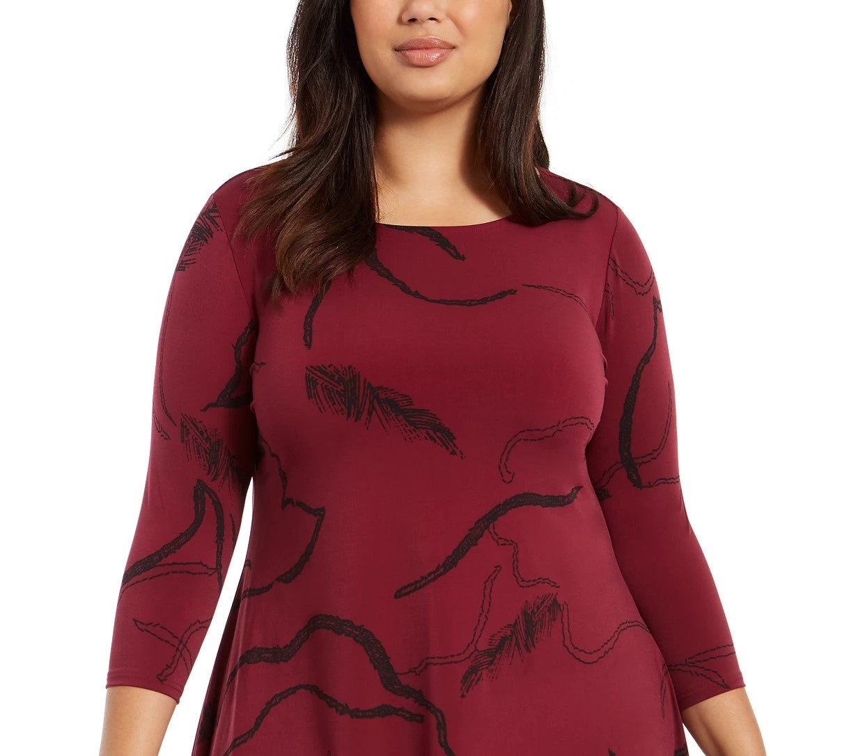 Alfani Women's Printed Handkerchief Hem Top Red Size 3X