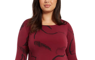 Alfani Women's Printed Handkerchief Hem Top Red Size 3X