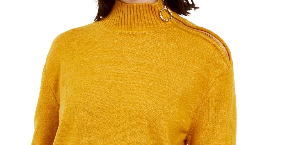 INC International Concepts Women's Side Zip-Up Sweater Yellow Size X-Large