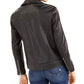 Bar III Women's Faux Leather Moto Jacket Black Size Large