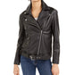 Bar III Women's Faux Leather Moto Jacket Black Size Large