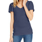 INC International Concepts Women's V Neck Flutter Sleeve Sweater Navy Size X-Large