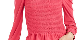 Bar III Women's Smocked Square Neck Top Red Size Medium