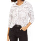 Bar III Women's Marble Print Pullover Hoodie White Size X-Small