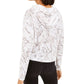 Bar III Women's Marble Print Pullover Hoodie White Size X-Small