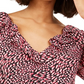 Bar III Women's Ditsy Print Low Back Ruffled Top Dark Red Size Medium