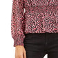 Bar III Women's Ditsy-Print Low-Back Ruffled Top Dark Red Size X-Small
